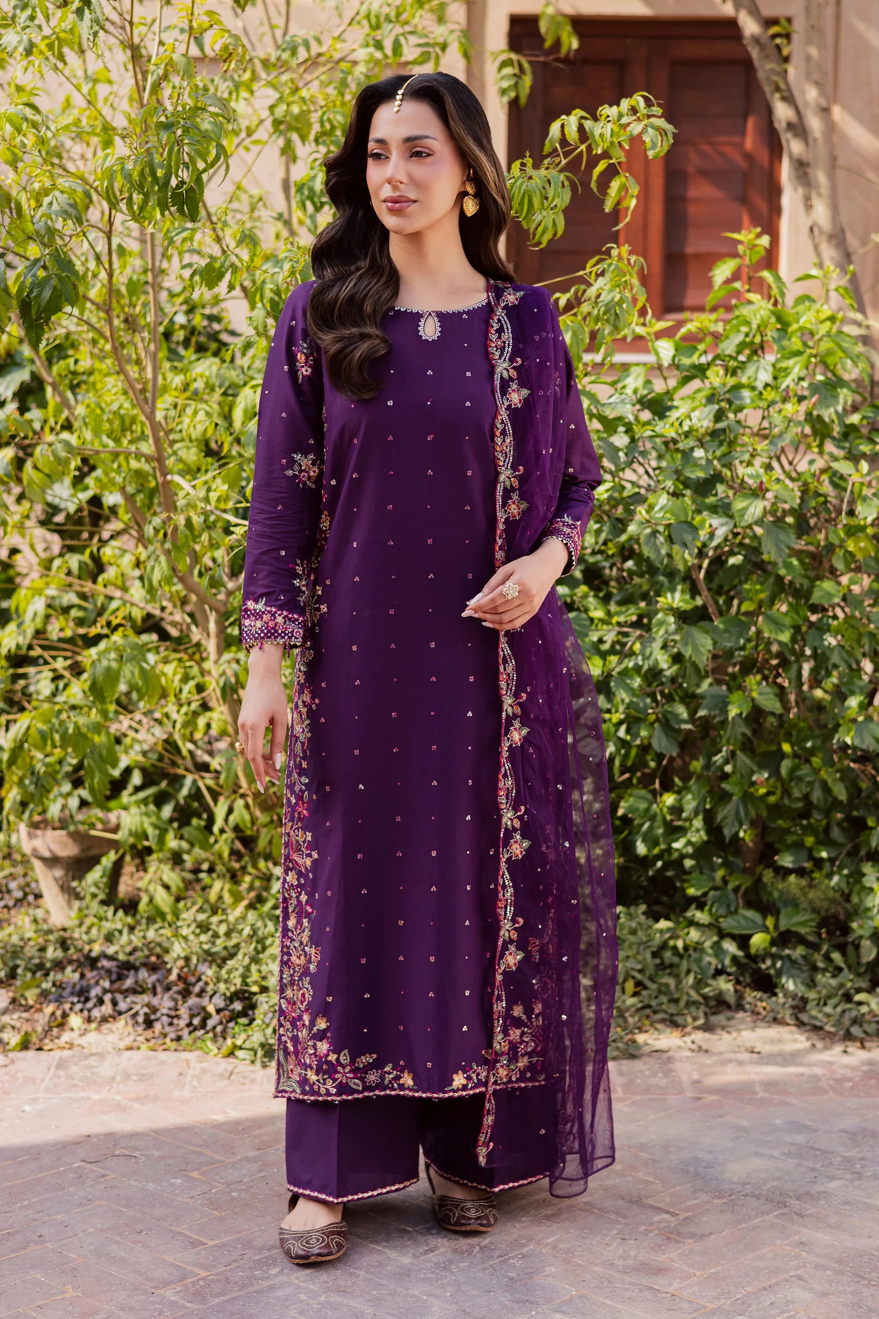 Best Selling - Pink Lavender 3Pc Festive Embroidered Dress