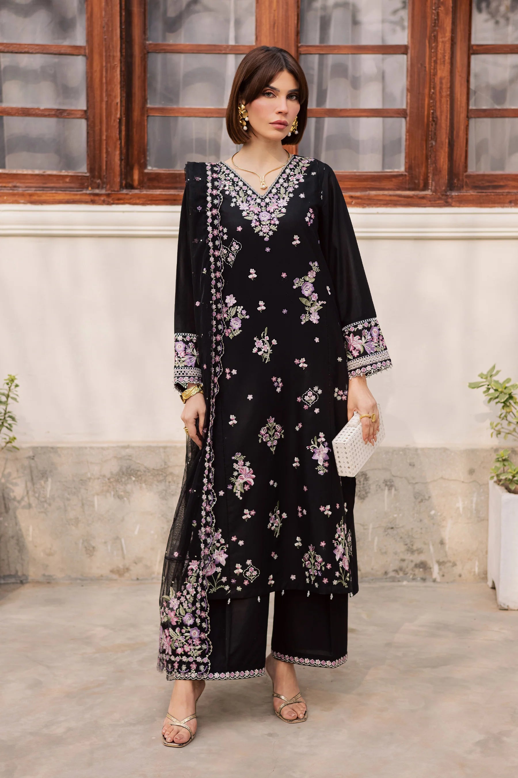 Best Selling - Raeqa 3Pc Festive Embroidered Dress