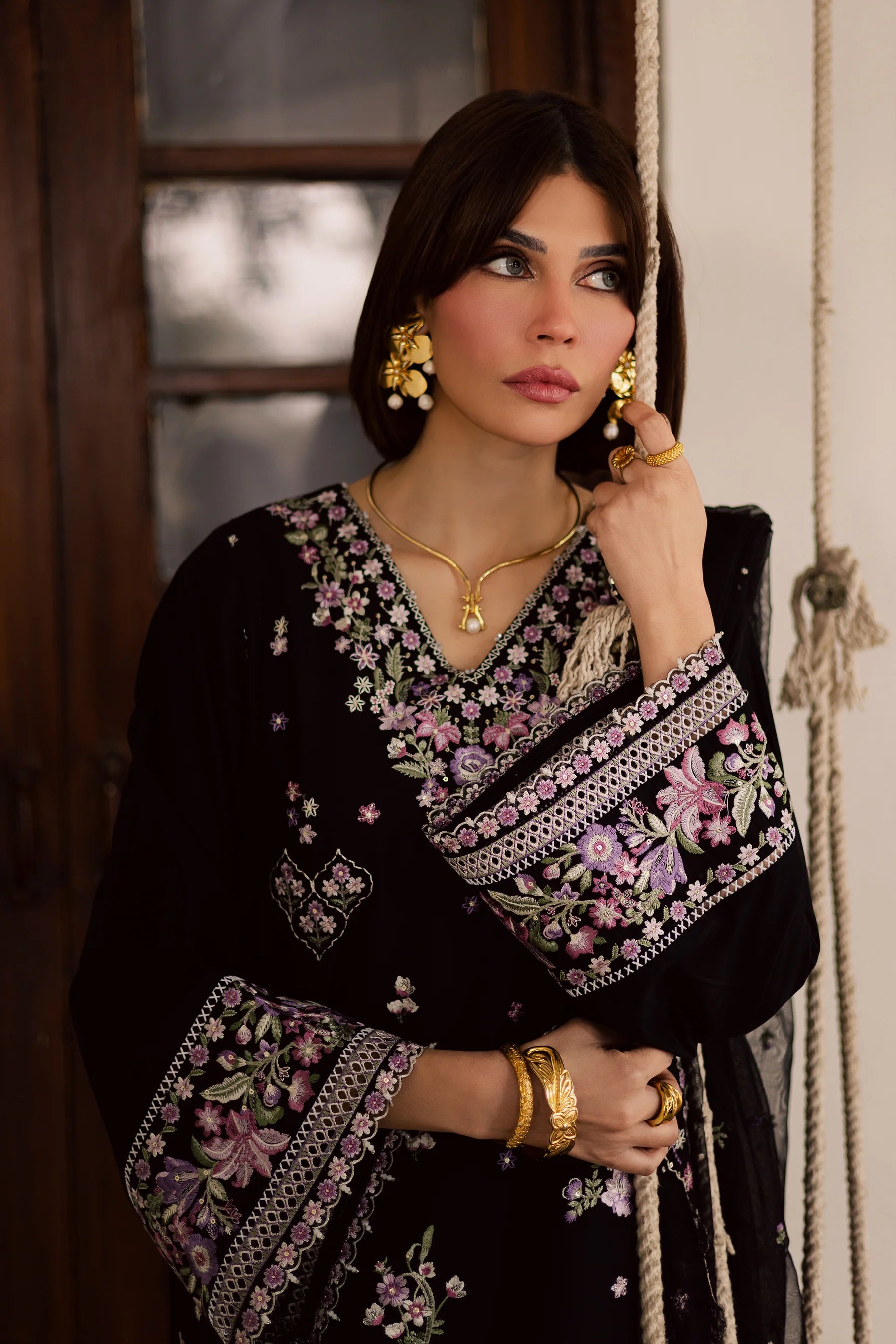 Best Selling - Raeqa 3Pc Festive Embroidered Dress