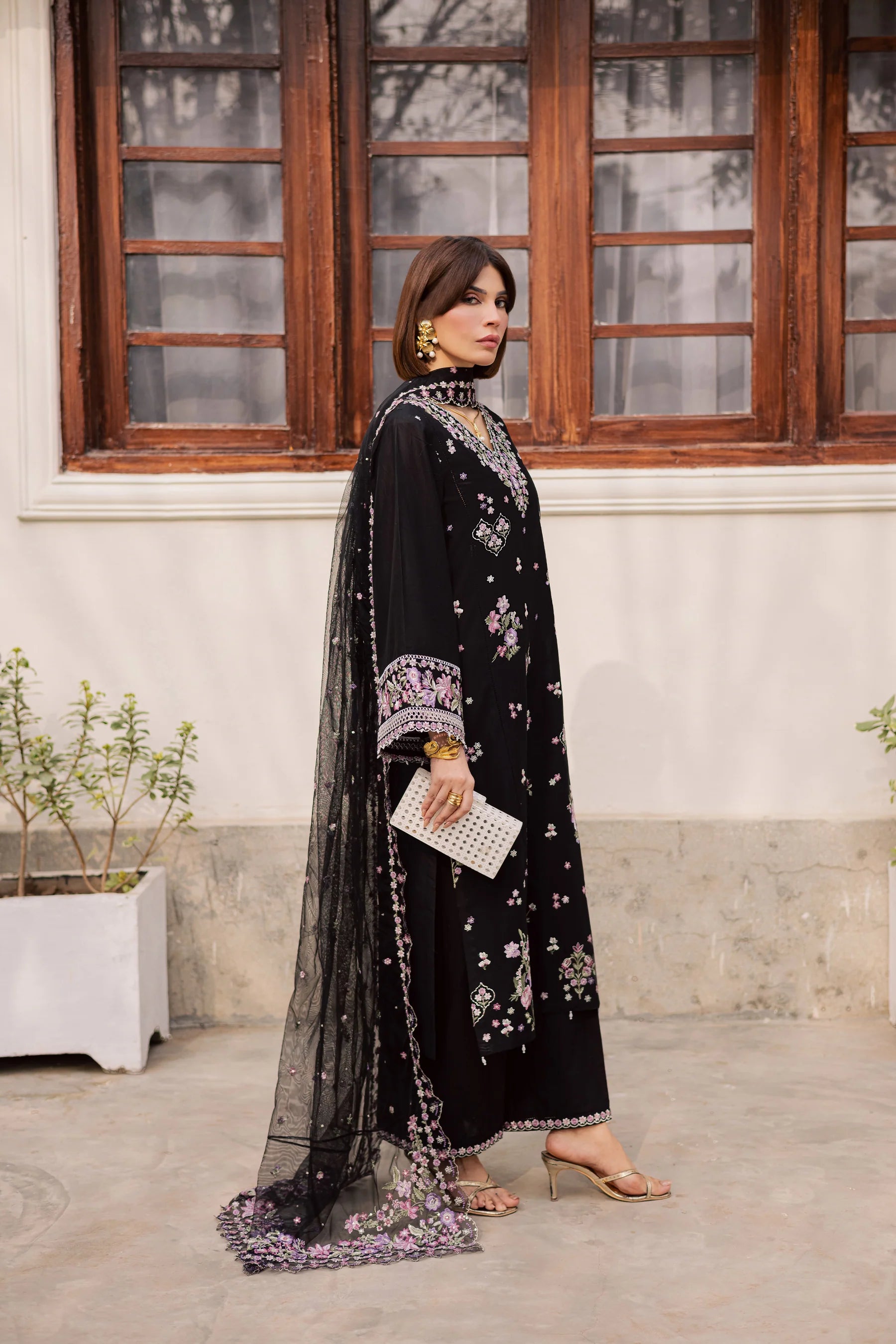Best Selling - Raeqa 3Pc Festive Embroidered Dress