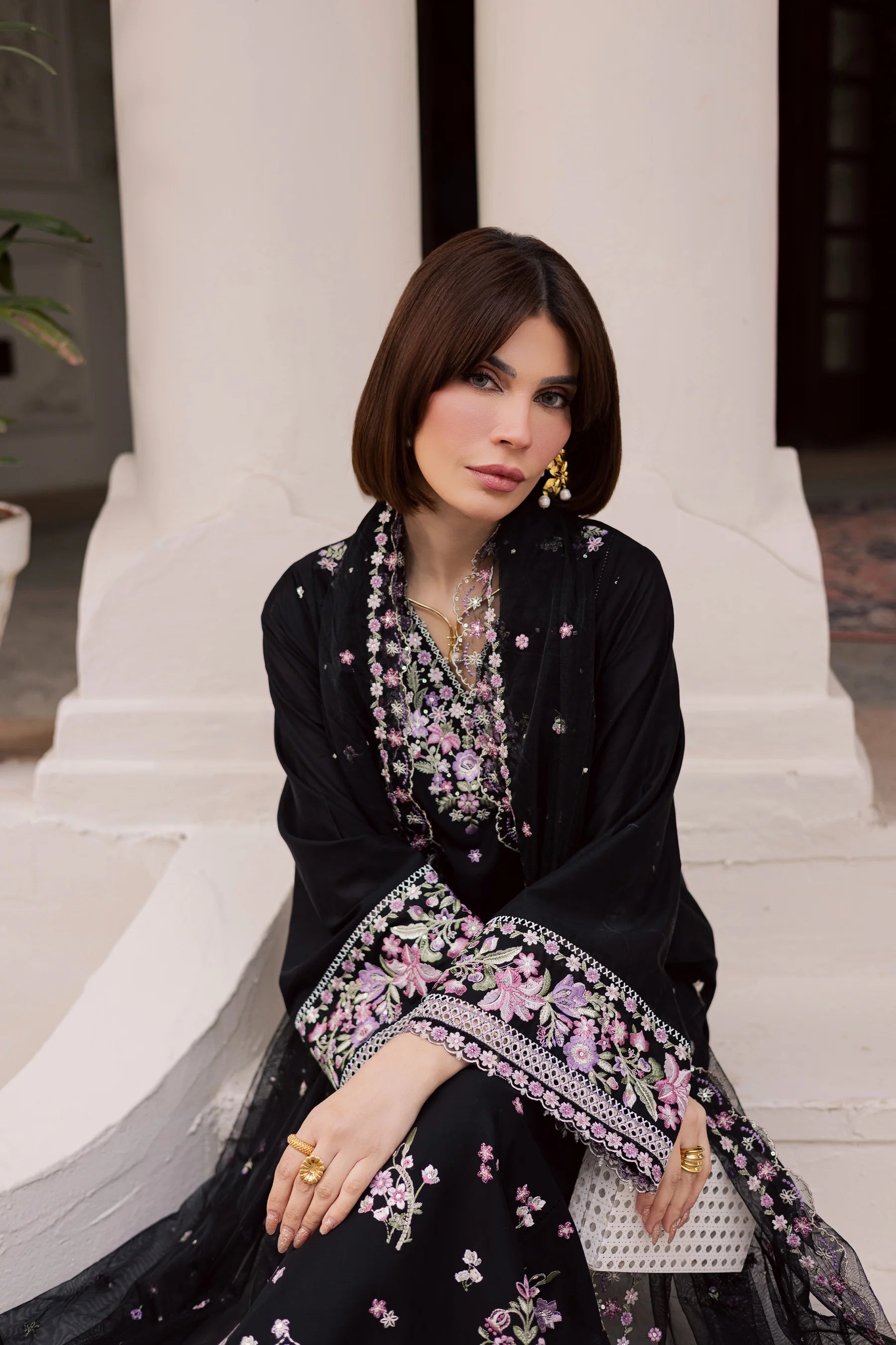 Best Selling - Raeqa 3Pc Festive Embroidered Dress
