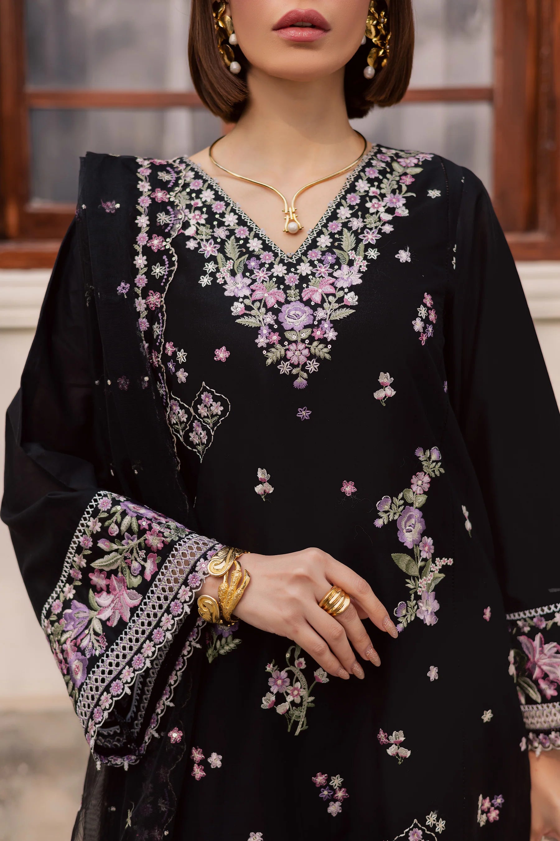 Best Selling - Raeqa 3Pc Festive Embroidered Dress