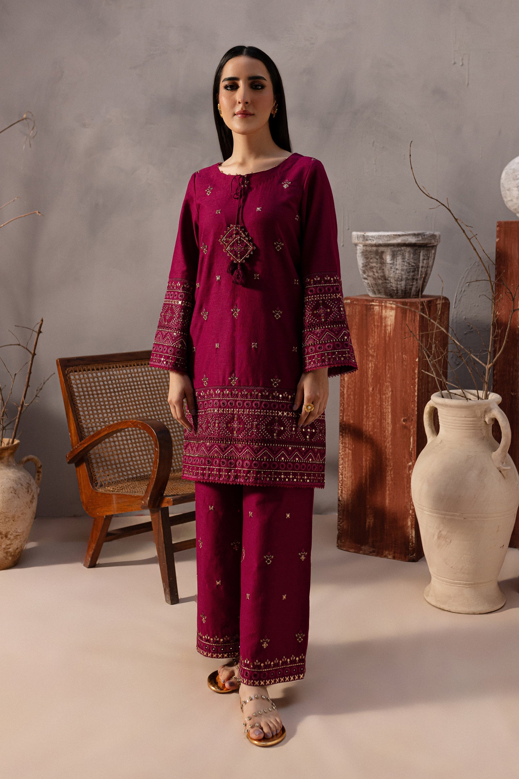 Best Selling - Red Cruz 2Pc Embroidered Dress