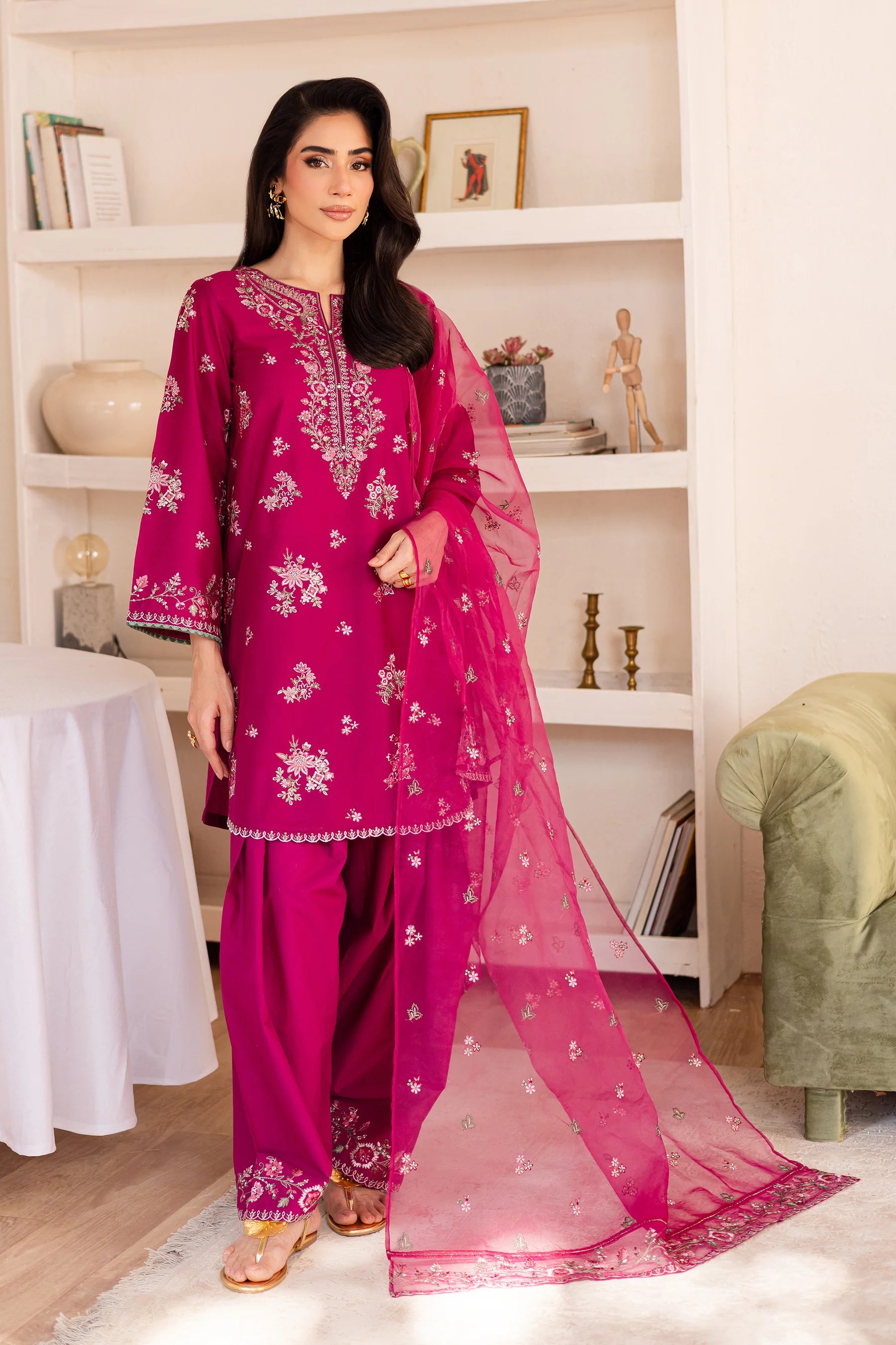 Best Selling - Rua 3Pc Embroidered Solid Dress