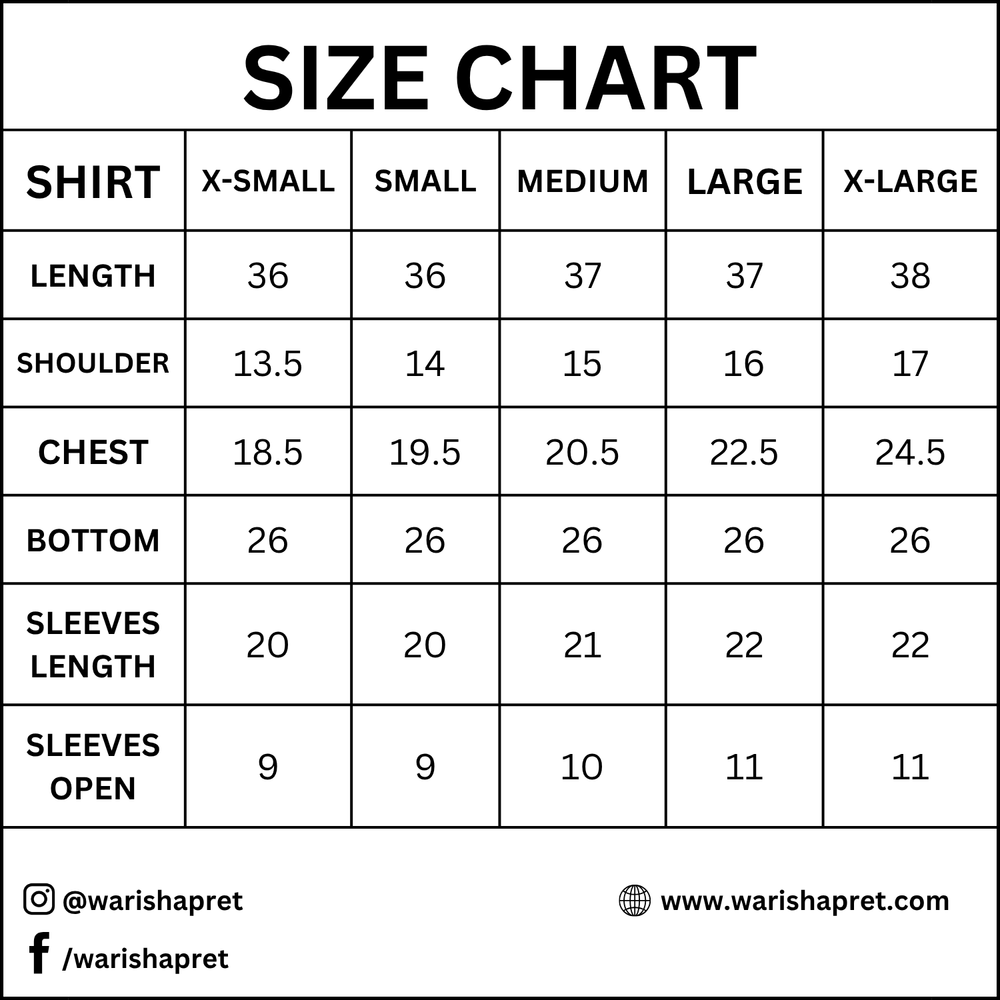 Product Size Chart