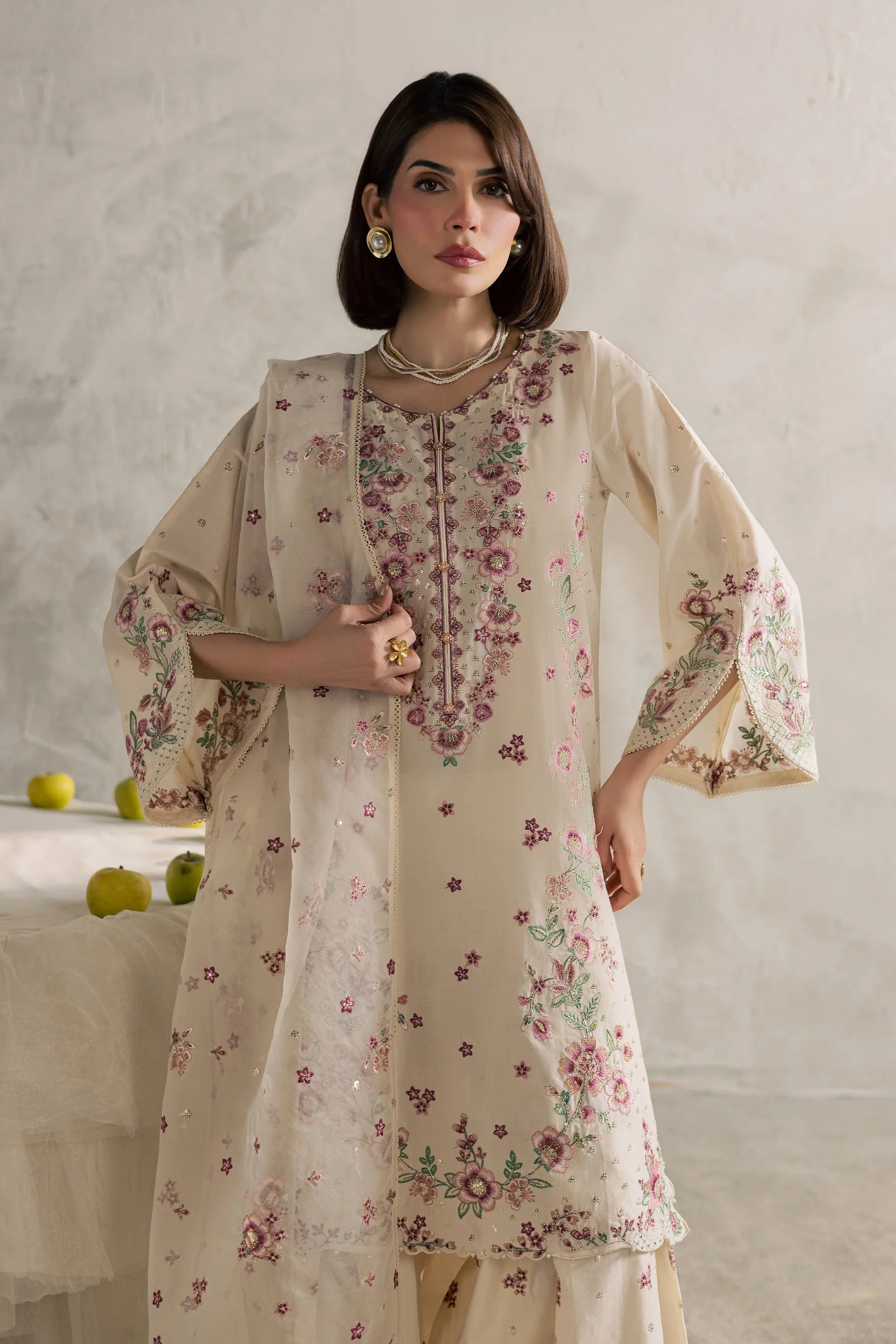 Best Selling - Samin 3Pc Festive Embroidered Dress
