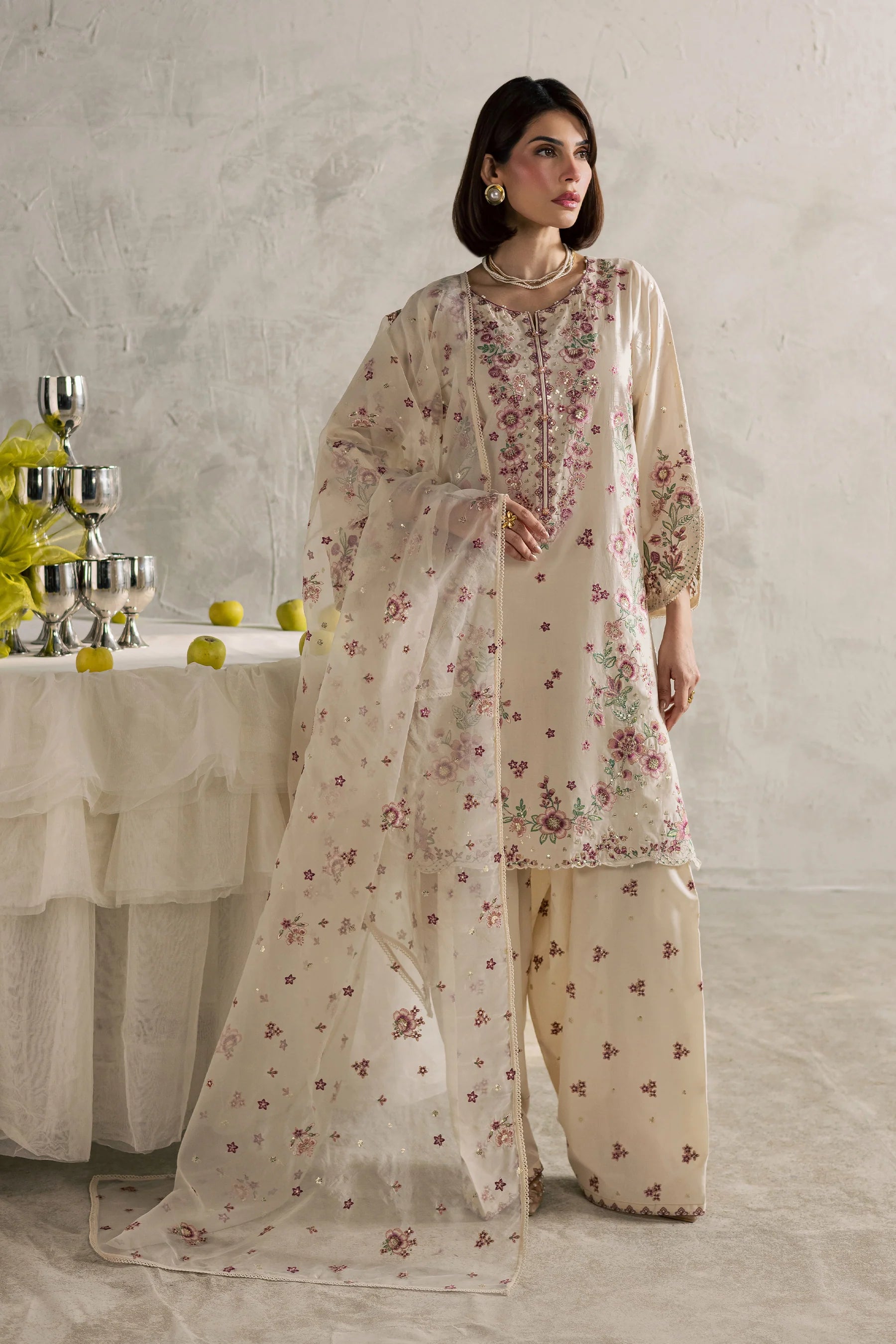 Best Selling - Samin 3Pc Festive Embroidered Dress