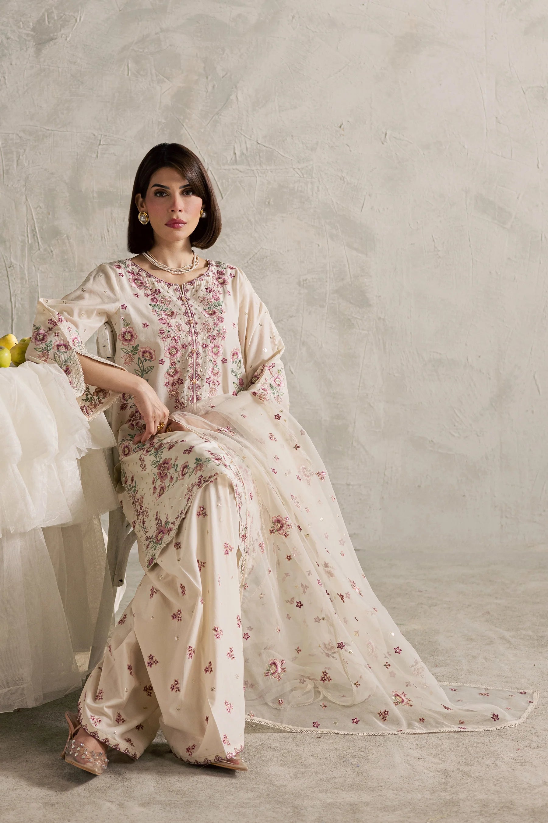 Best Selling - Samin 3Pc Festive Embroidered Dress