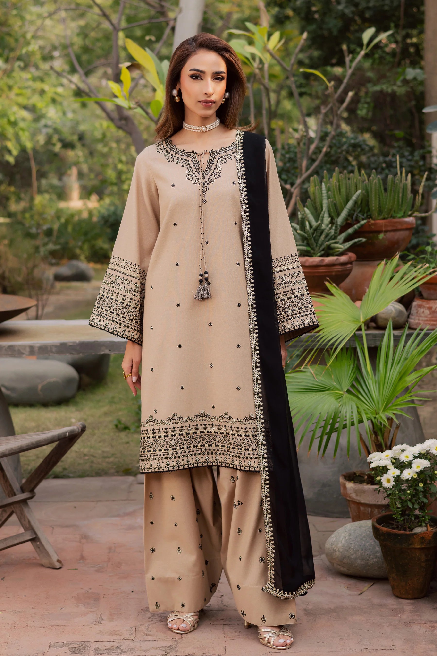 Best Selling - Sandstone 3Pc Embroidered Dress