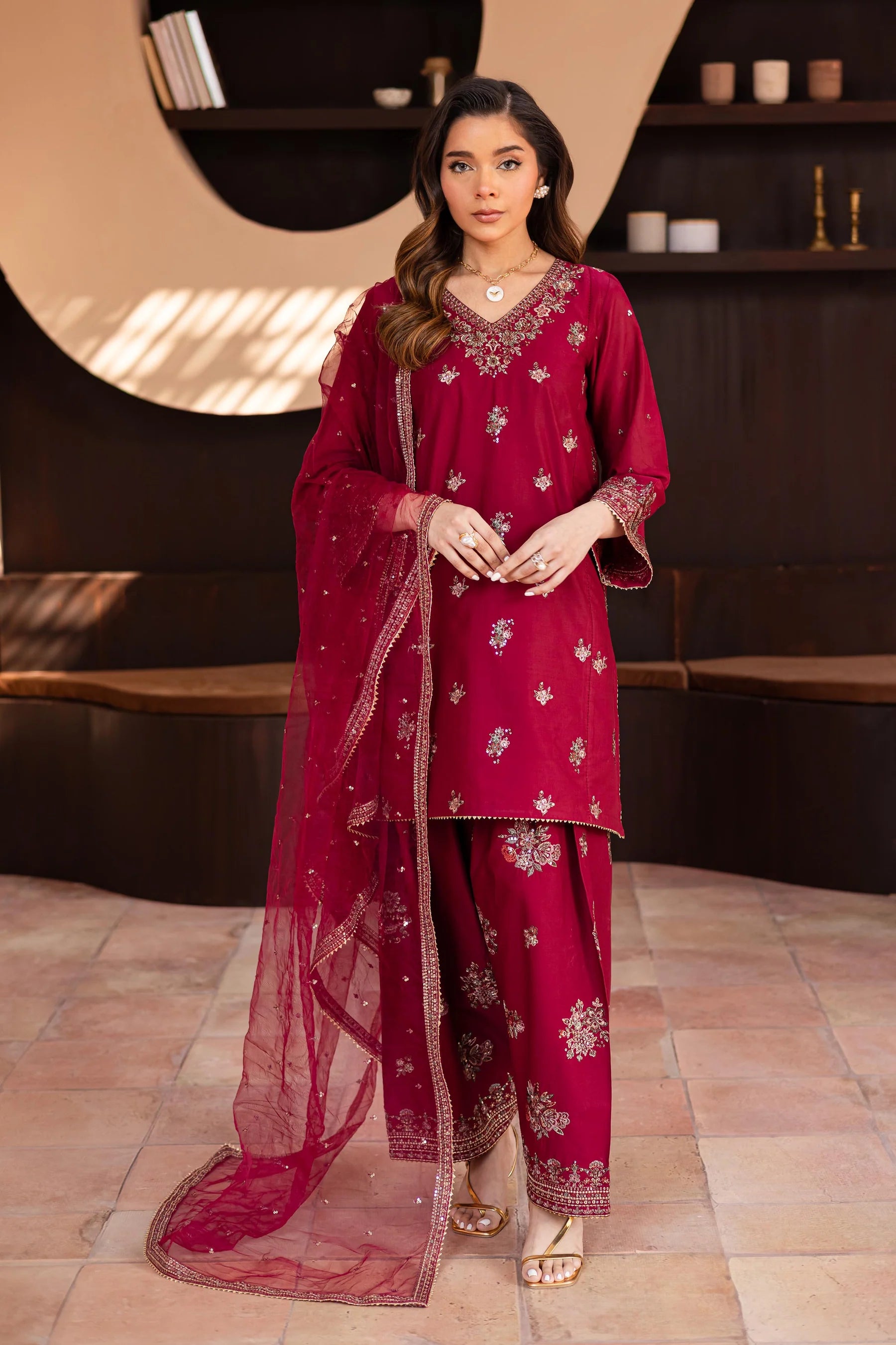 Best Selling - Shazneen 3Pc Embroidered Dress